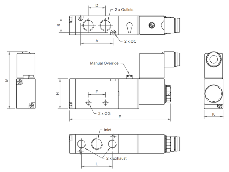 5 way 2 position Solenoid Valve Valves Melbourne PCI